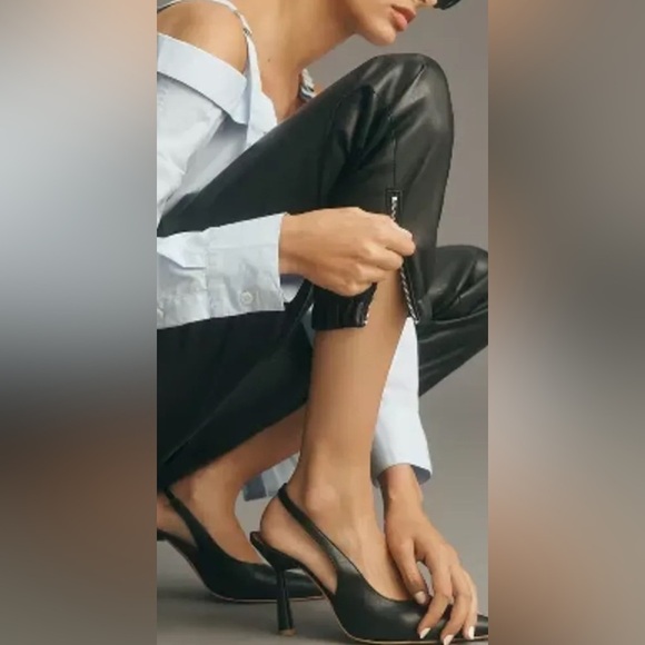 Anthropologie Avec Les Filles Faux Leather Black Joggers Pants Size Medium NWT - Picture 8 of 12